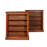 PAIR OF VICTORIAN WALNUT OPEN BOOKCASES MID 19TH CENTURY