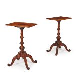 NEAR PAIR OF EARLY VICTORIAN WALNUT PEDESTAL TABLES MID 19TH CENTURY