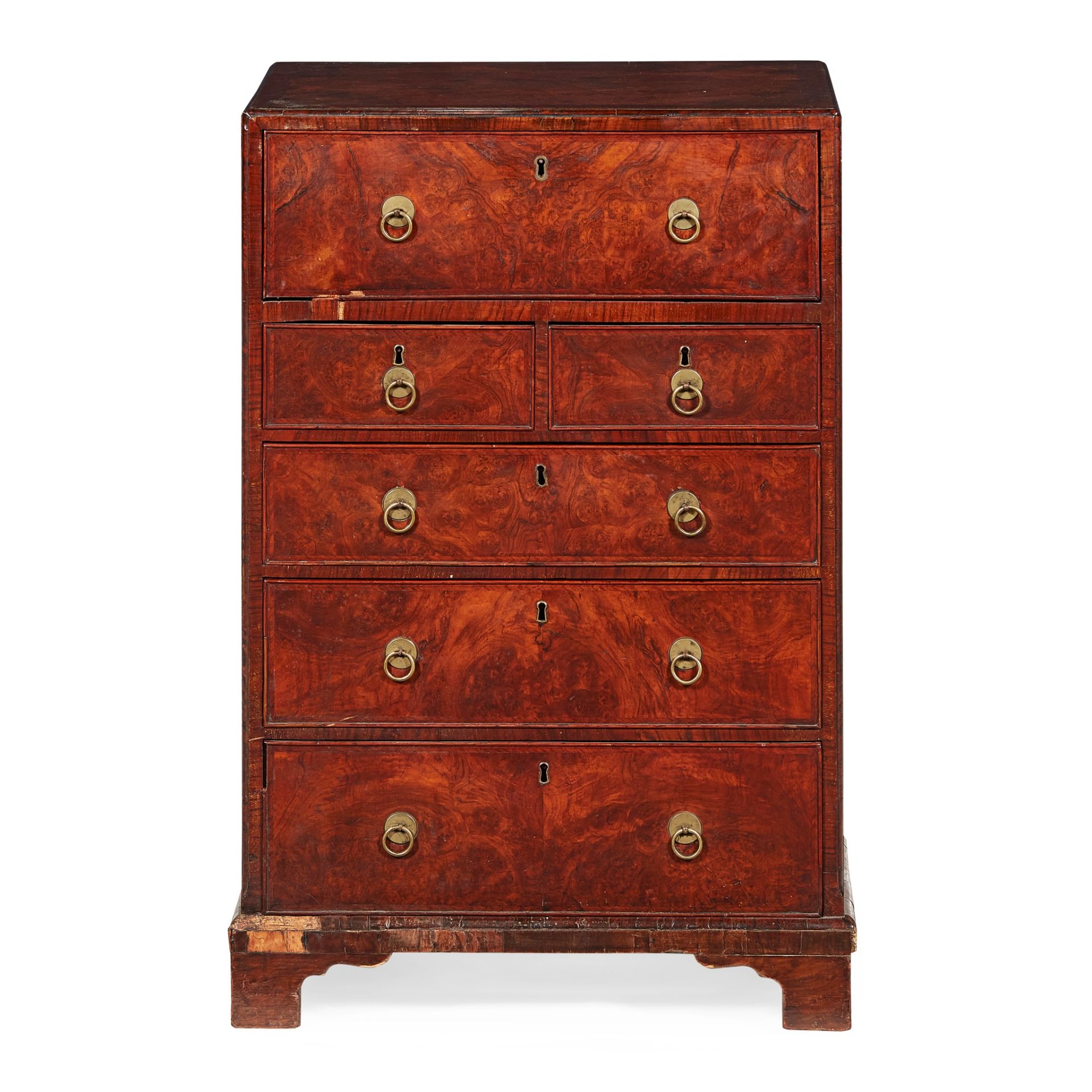 LATE GEORGE II WALNUT DWARF SECRETAIRE CHEST MID 18TH CENTURY - Image 2 of 3