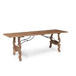 SPANISH PINE AND IRON TRESTLE TABLE 18TH CENTURY