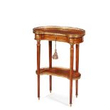 LOUIS XVI STYLE MAHOGANY BRASS INLAID SIDE TABLE 19TH CENTURY