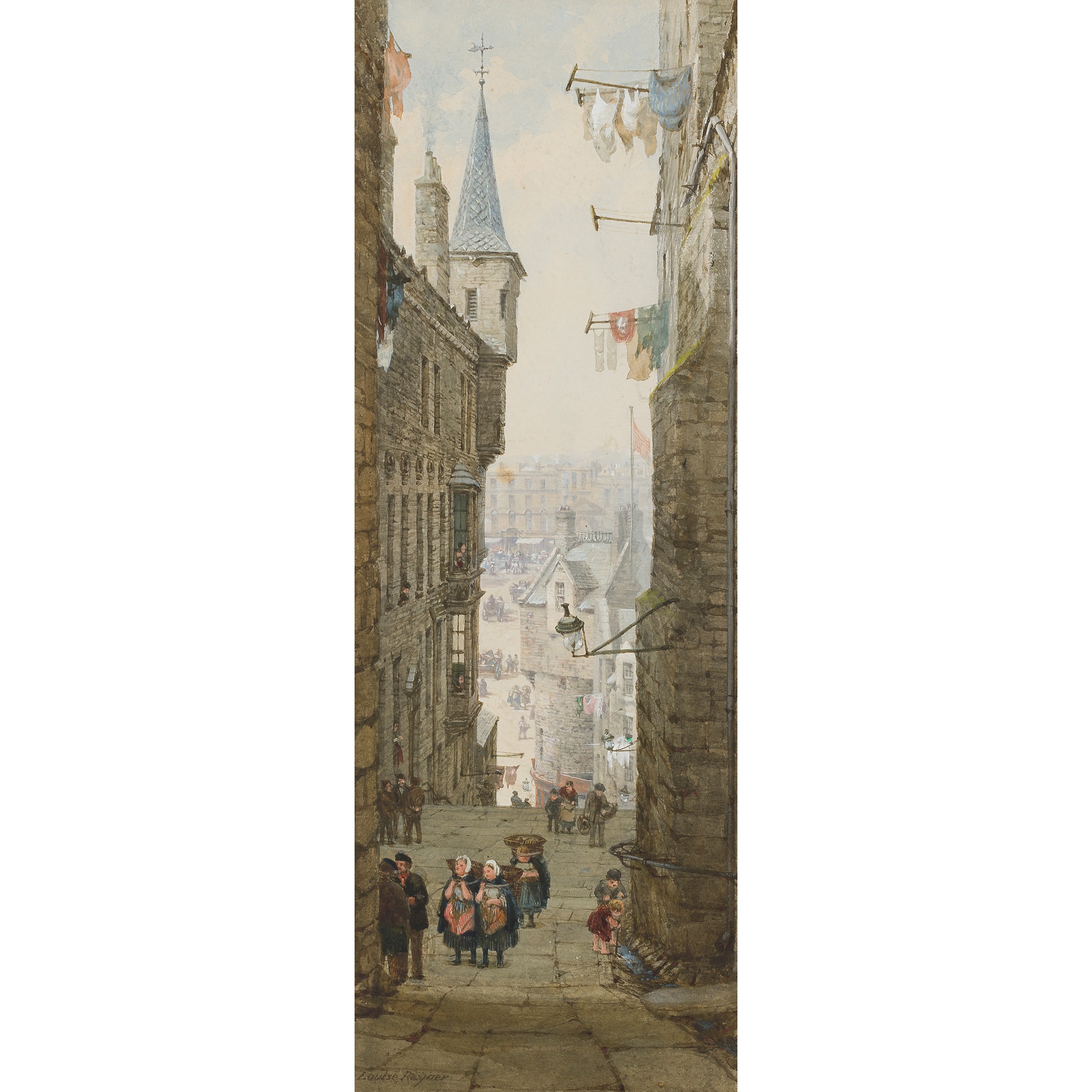 LOUISE RAYNER (BRITISH 1829-1924) FIGURES IN AN EDINBURGH CLOSE - Image 2 of 6