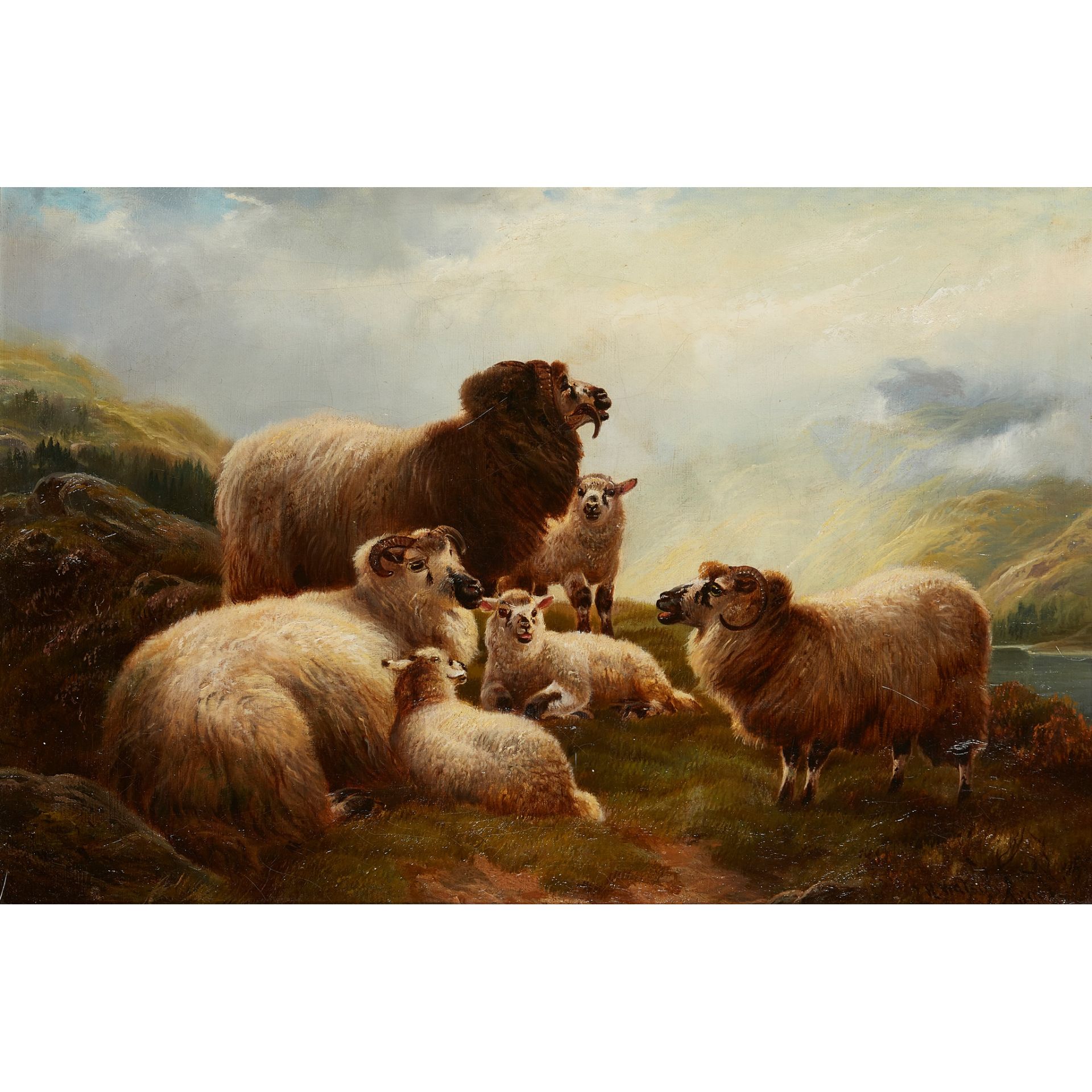 ROBERT WATSON (BRITISH 1865-1916) SHEEP ON A HILLSIDE