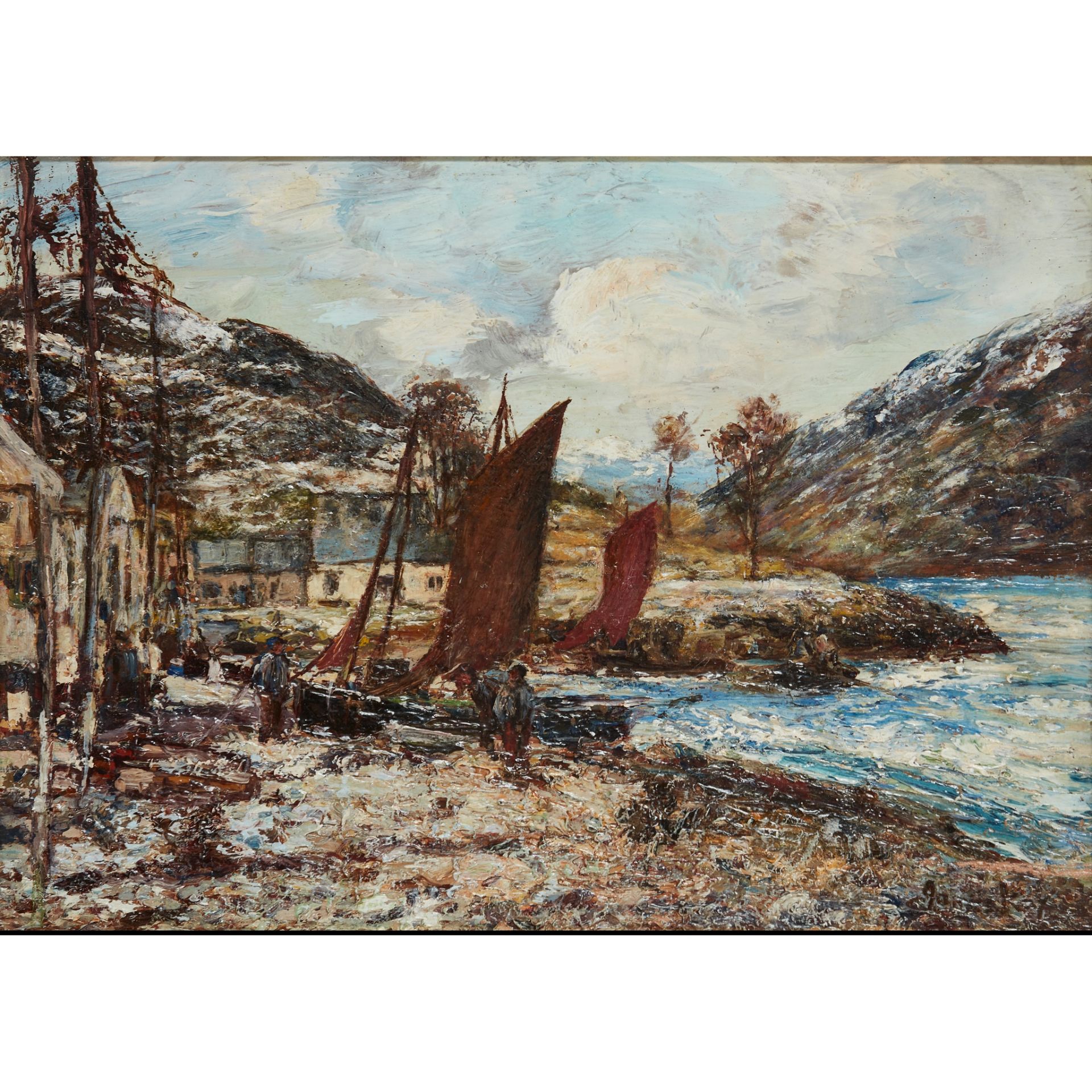 JAMES KAY R.S.A., R.S.W. (SCOTTISH 1858-1942) BEACHED FISHING BOATS