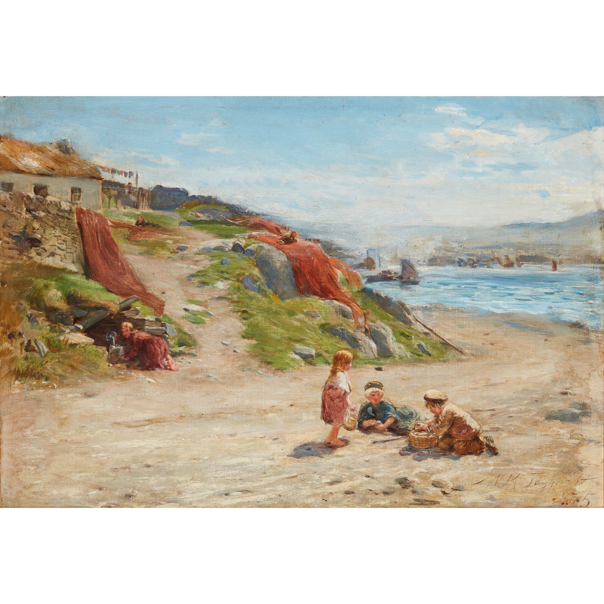 WILLIAM MCTAGGART R.S.A., R.S.W (SCOTTISH 1835-1910) PICNIC ON THE BEACH