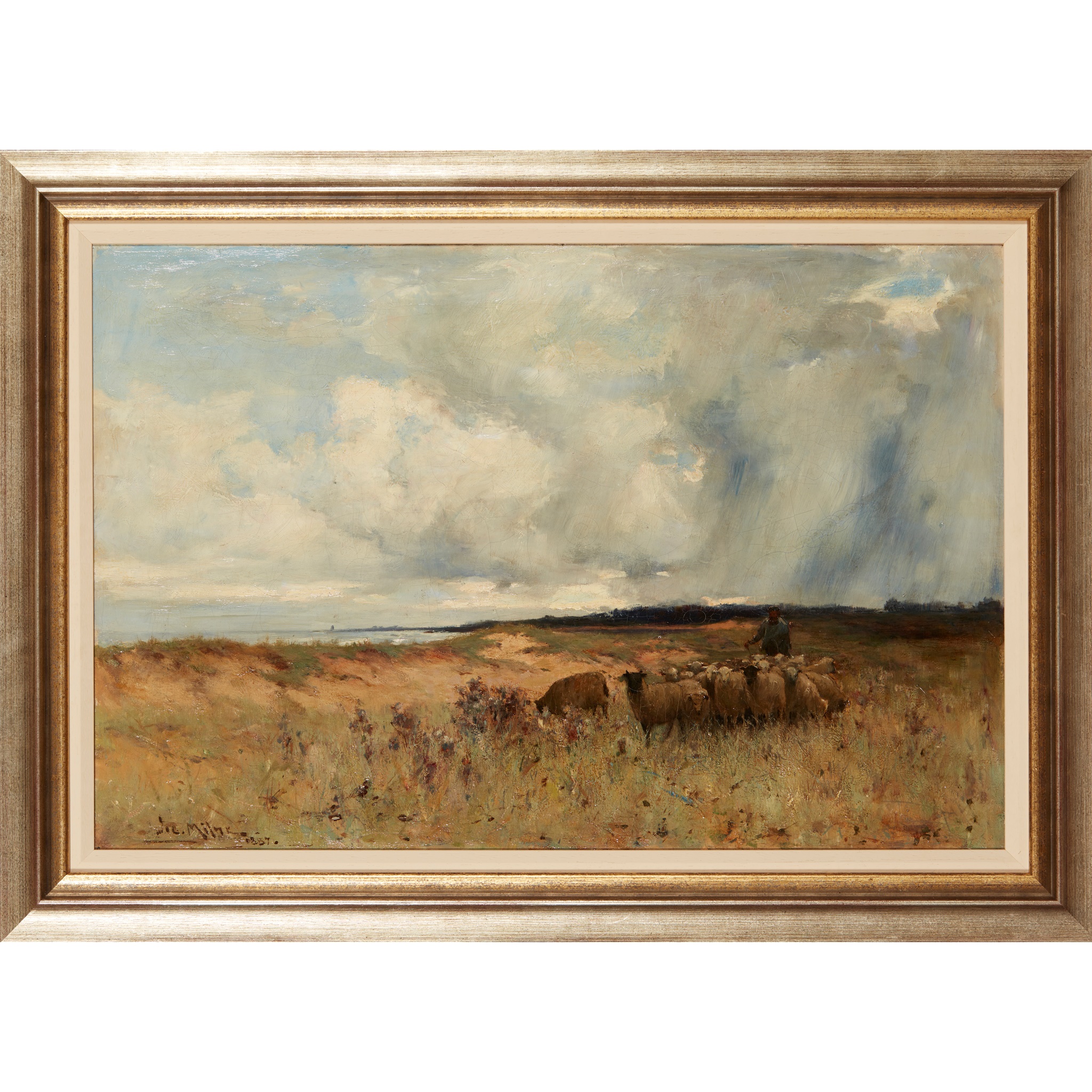 JOSEPH MILNE (SCOTTISH 1857-1911) MOVING PASTURE - Image 2 of 3