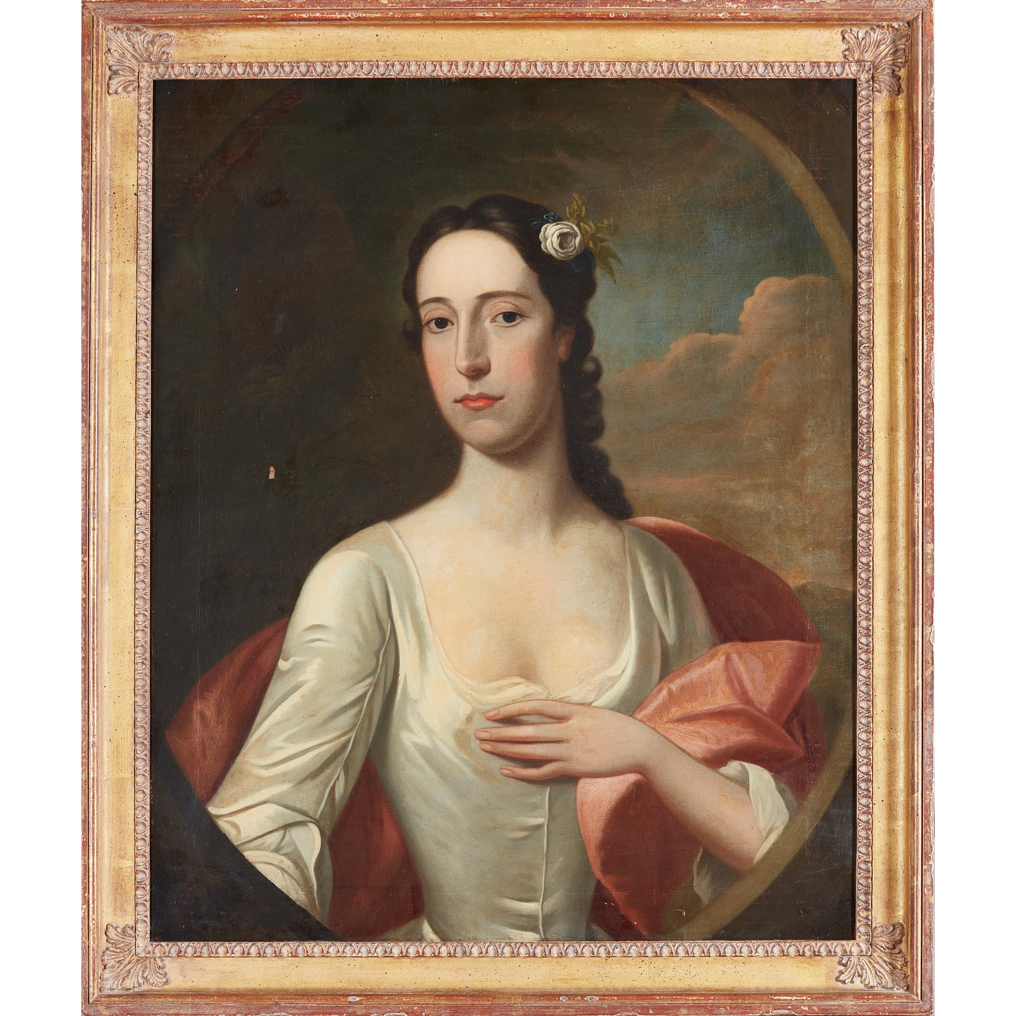 ‡ ATTRIBUTED TO ANNE FORBES HALF LENGTH PORTRAIT OF A LADY IN WHITE - Image 2 of 3