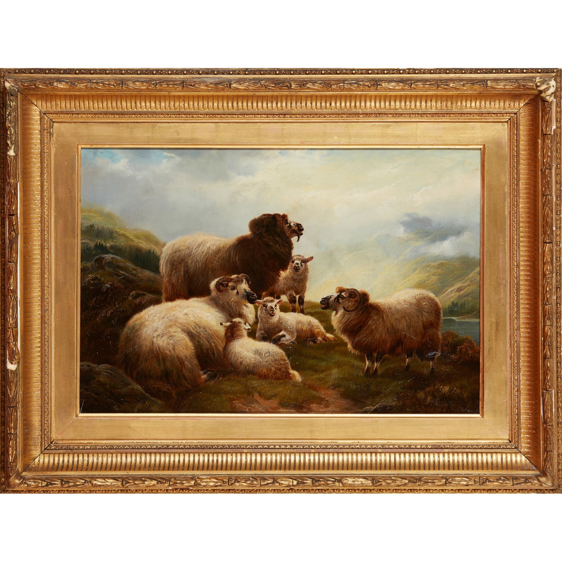 ROBERT WATSON (BRITISH 1865-1916) SHEEP ON A HILLSIDE - Image 2 of 3