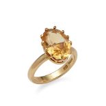 An 18ct gold citrine set ring