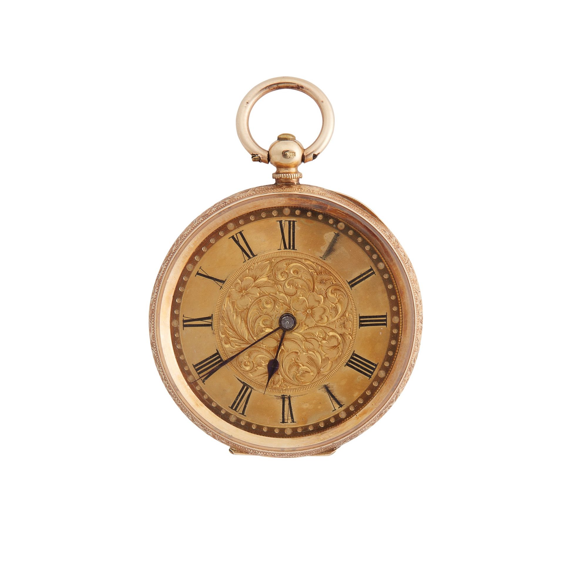 A gold fob watch