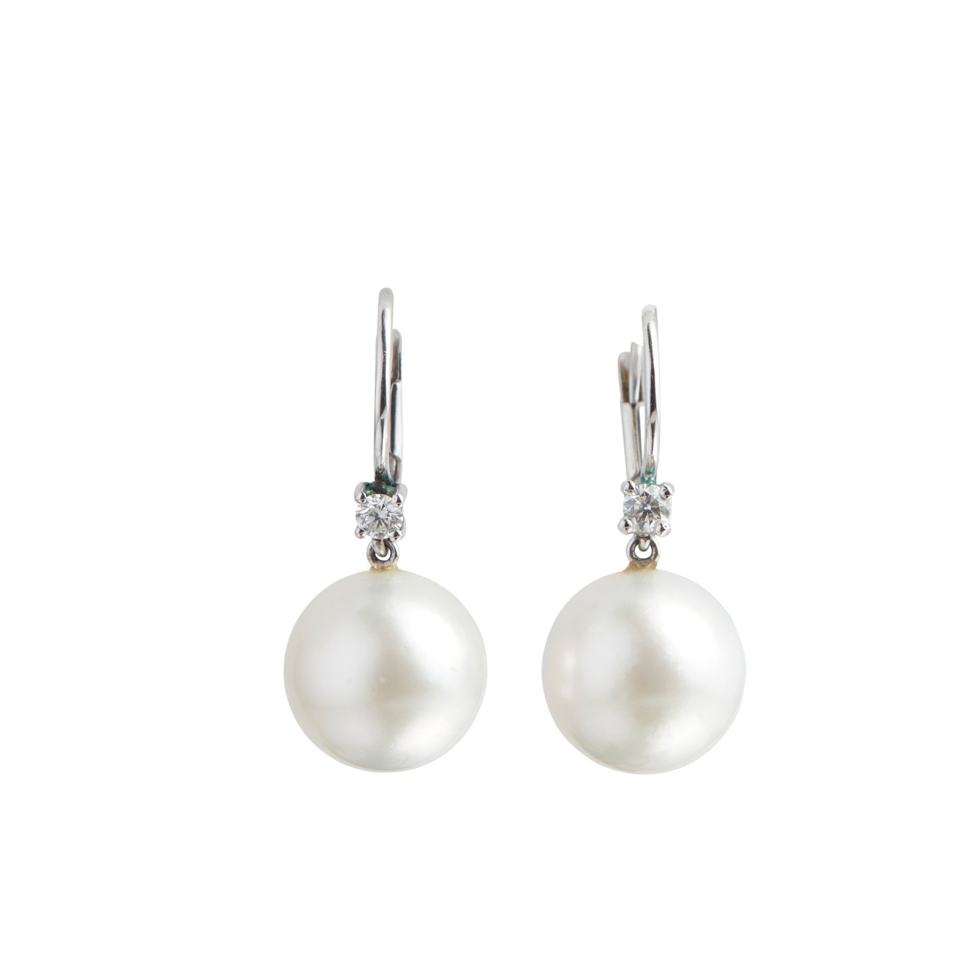 A pair of South Sea pearl and diamond earrings