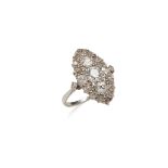 A diamond set navette cluster ring