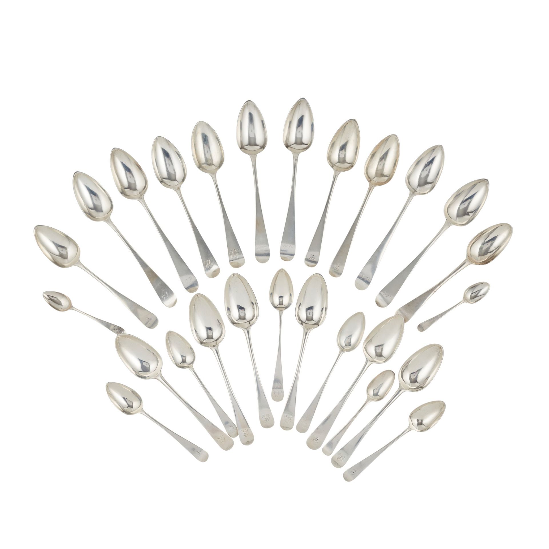 A set of six George III tablespoons