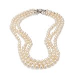 A three strand cultured pearl necklace