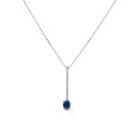 A sapphire and diamond set pendant