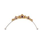 A small antique silver-gilt and gem set tiara