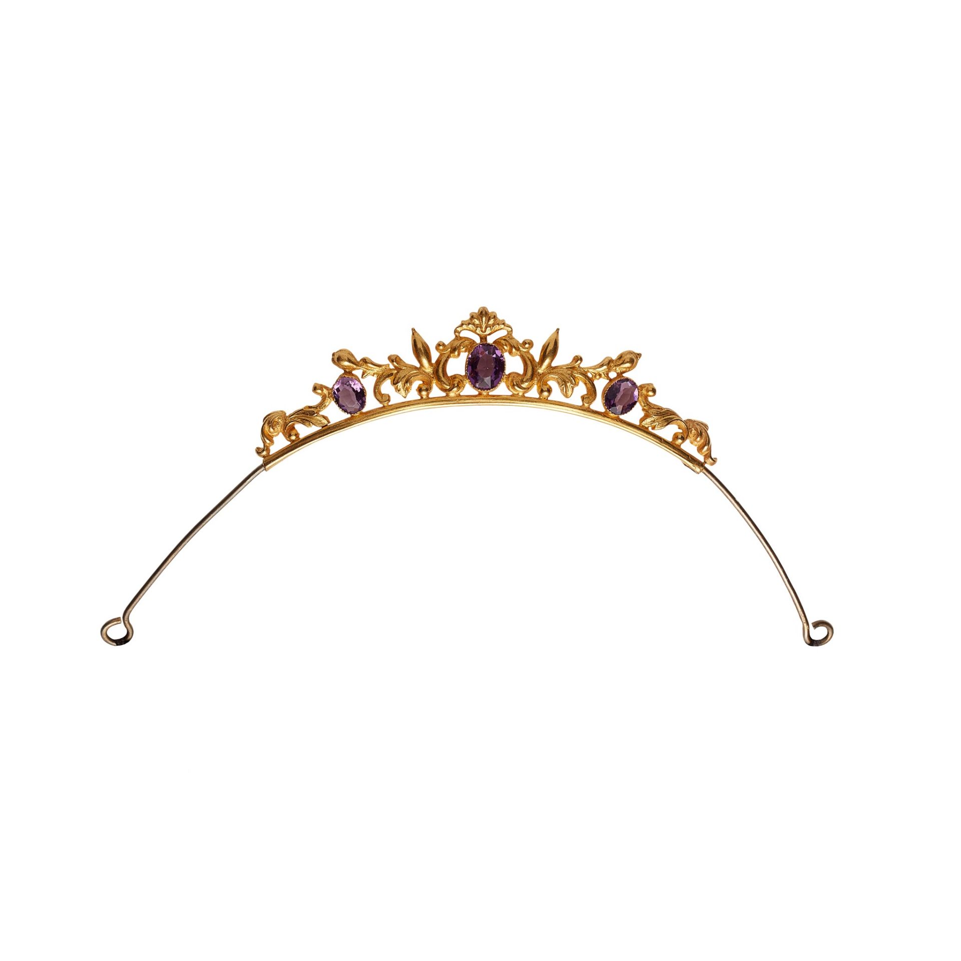 A small antique silver-gilt and gem set tiara