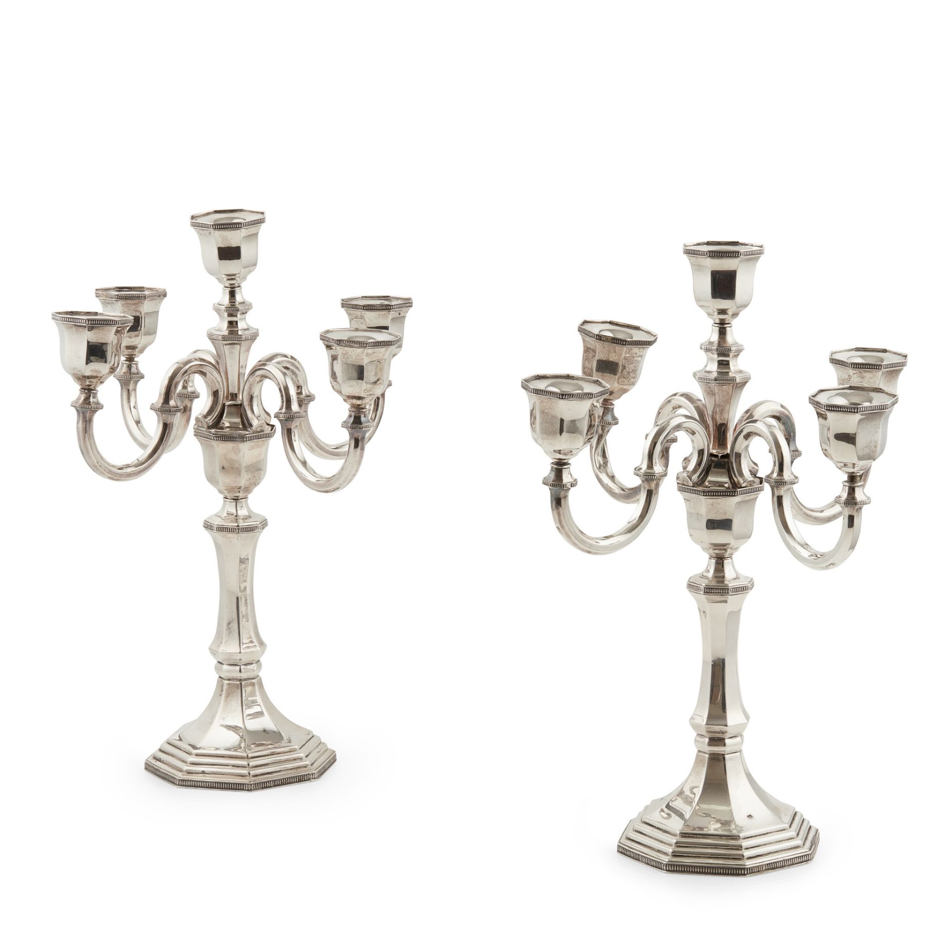 A George I style four branch candelabra