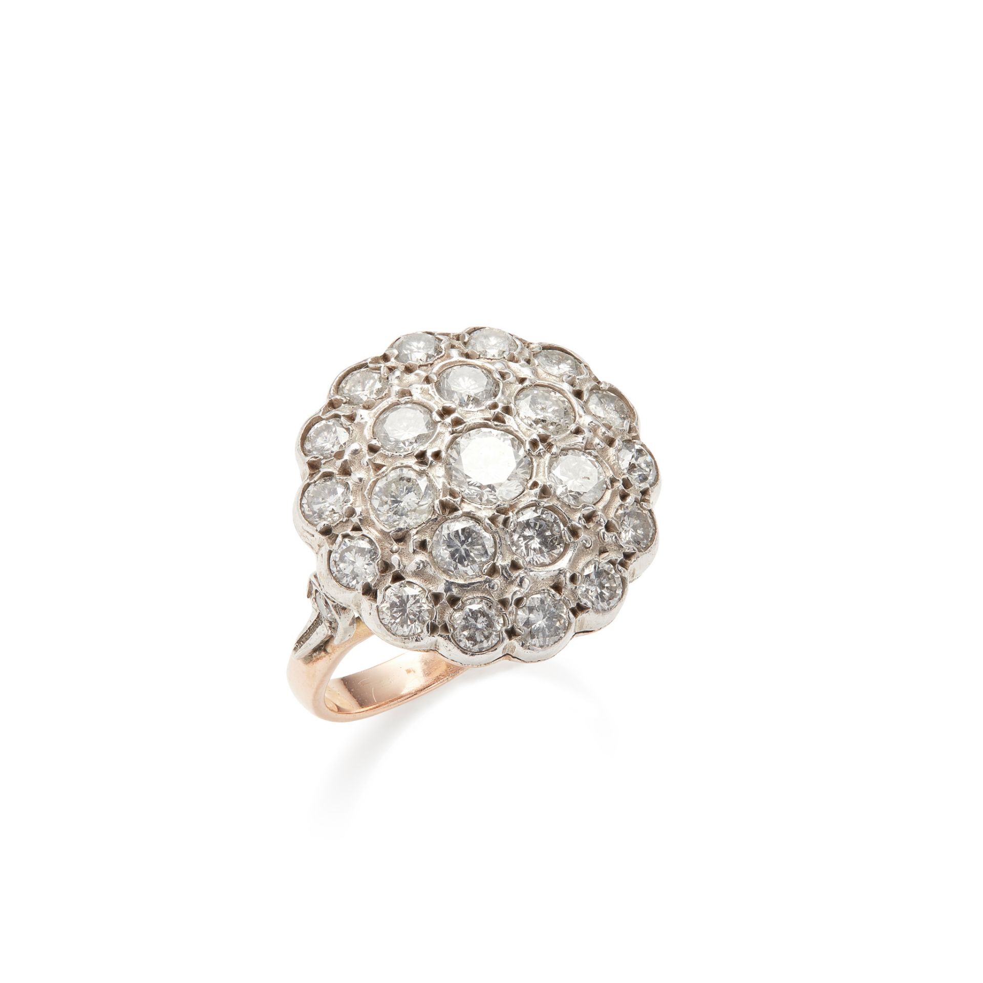 A diamond set cluster ring