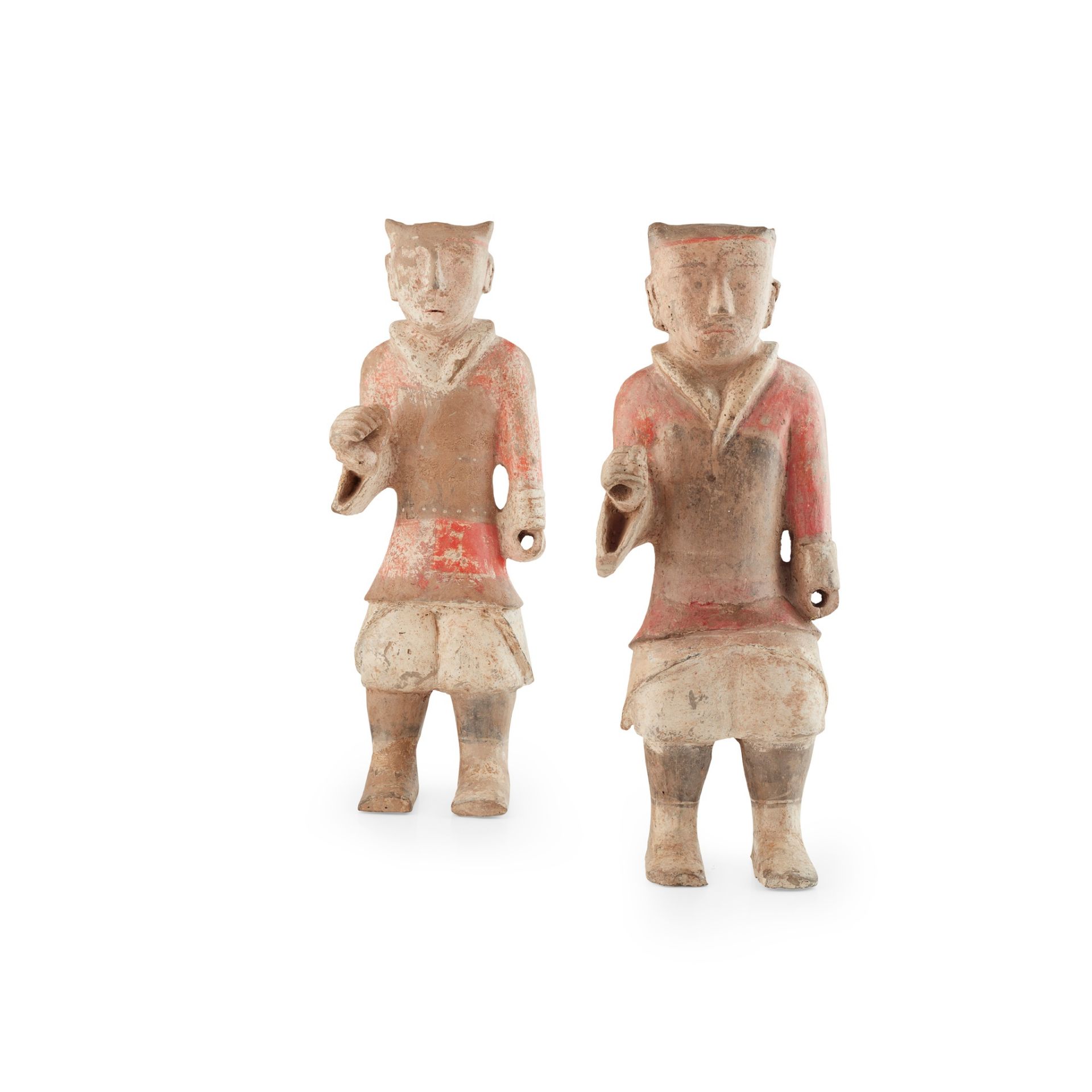 NEAR PAIR OF PAINTED POTTERY FIGURES HAN DYNASTY OR LATER - Image 2 of 2