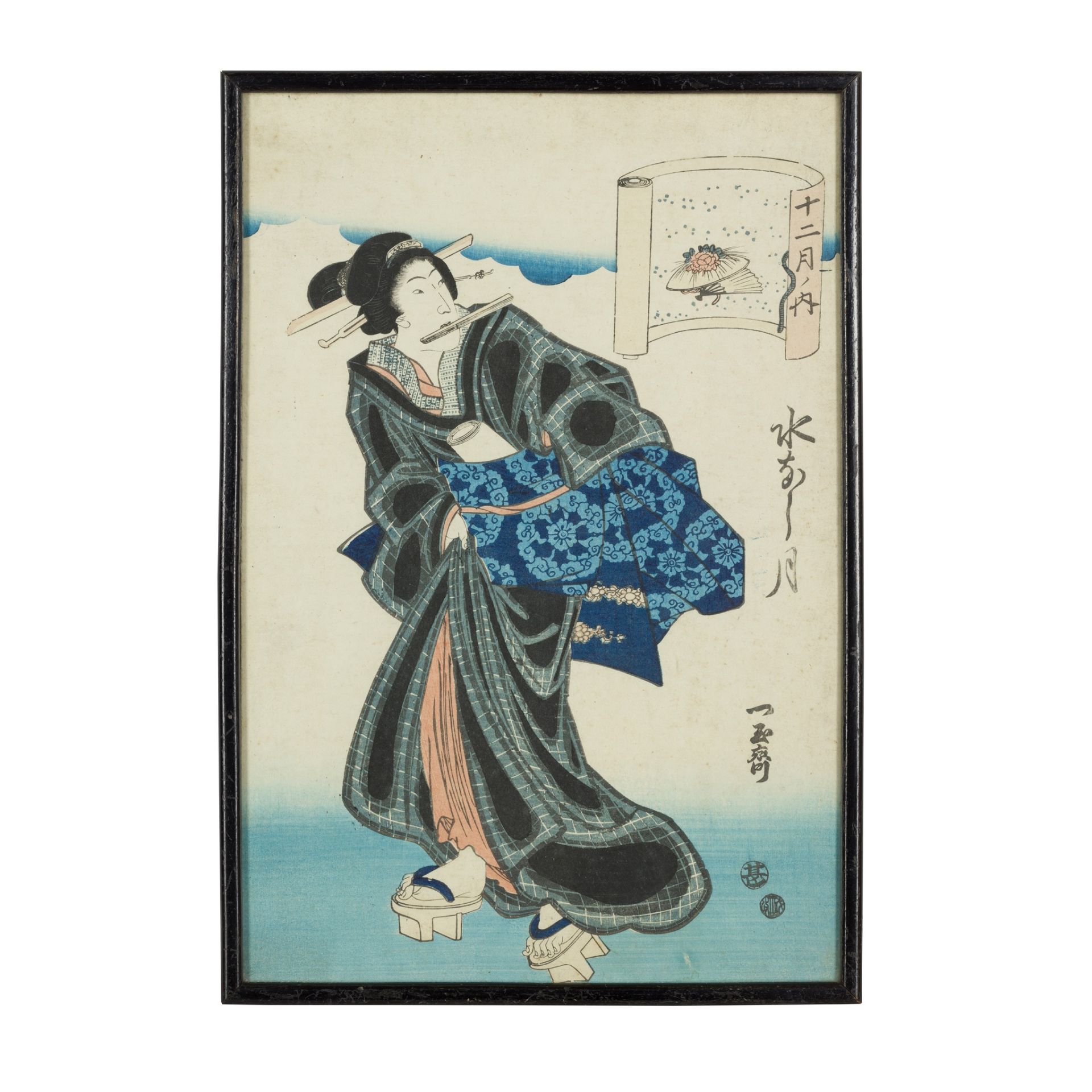 GROUP OF THREE JAPANESE WOODBLOCK PRINTS OF WOMEN - Image 7 of 9