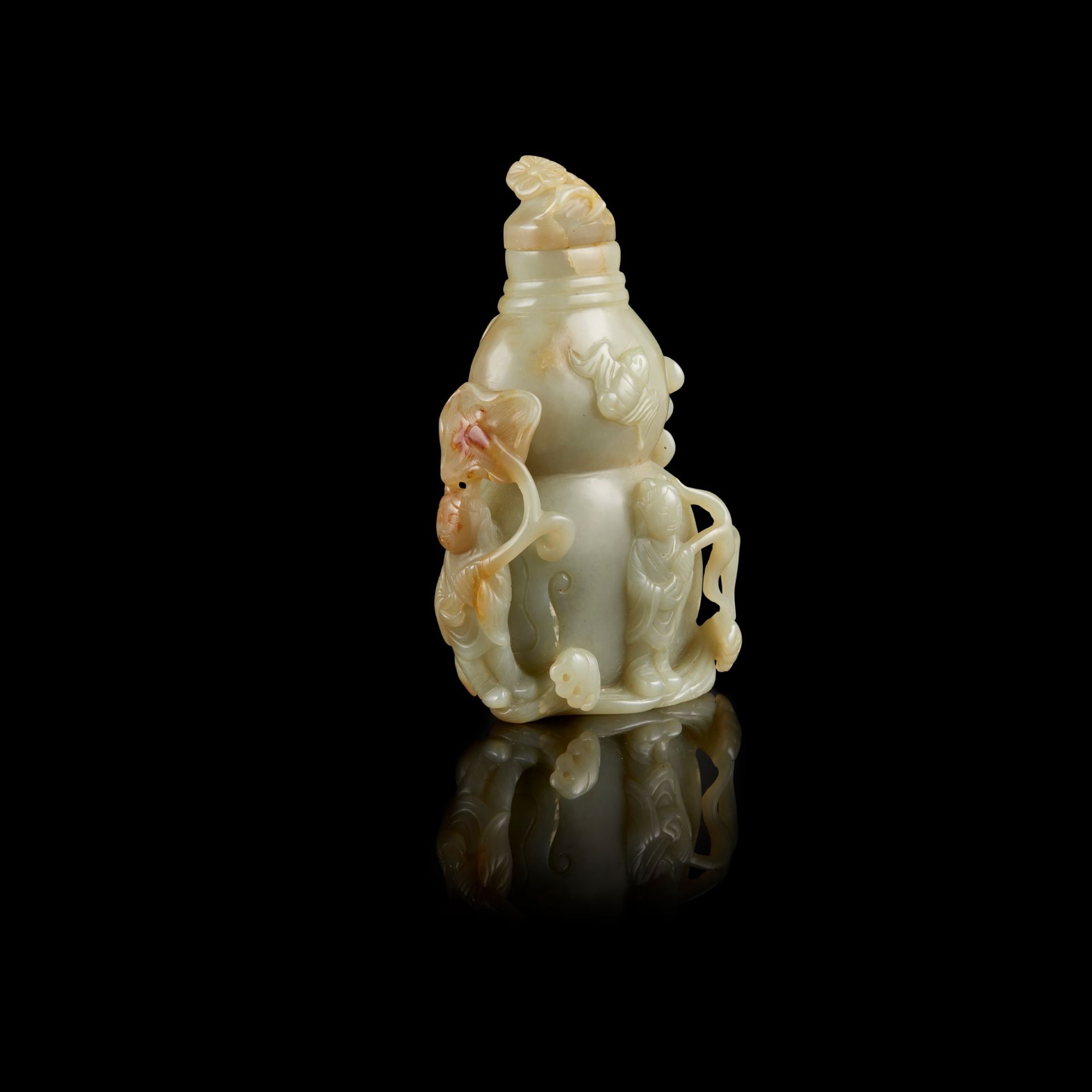 CELADON JADE CARVING OF 'DOUBLE-GOURD' LIDDED VASE 19TH-20TH CENTURY - Image 2 of 2