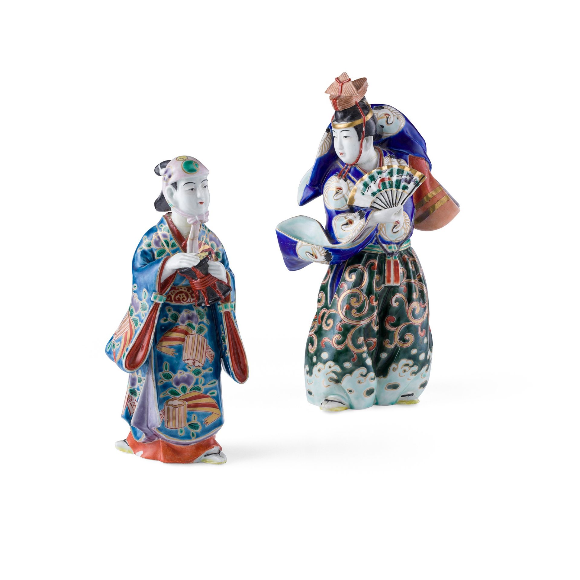 PAIR OF KUTANI FIGURAL OKIMONO MEIJI PERIOD