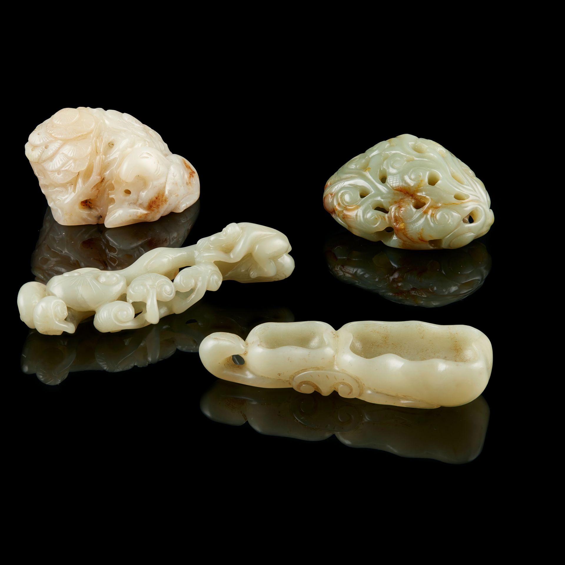 GROUP OF FOUR JADE CARVINGS 19TH-20TH CENTURY