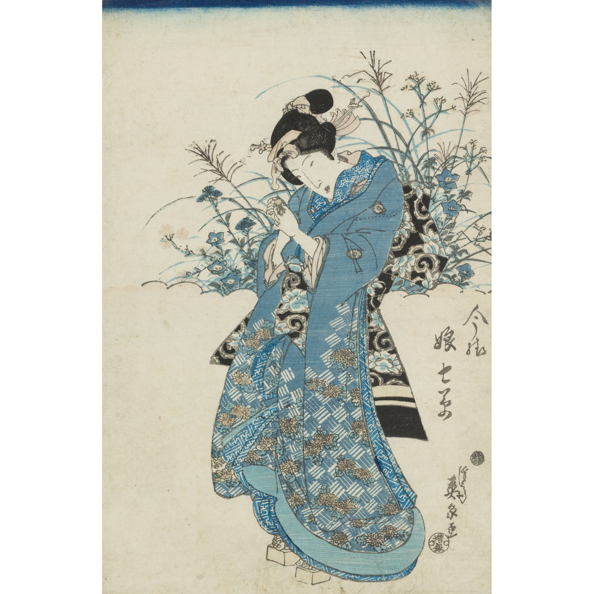 GROUP OF THREE JAPANESE WOODBLOCK PRINTS OF WOMEN - Image 5 of 9