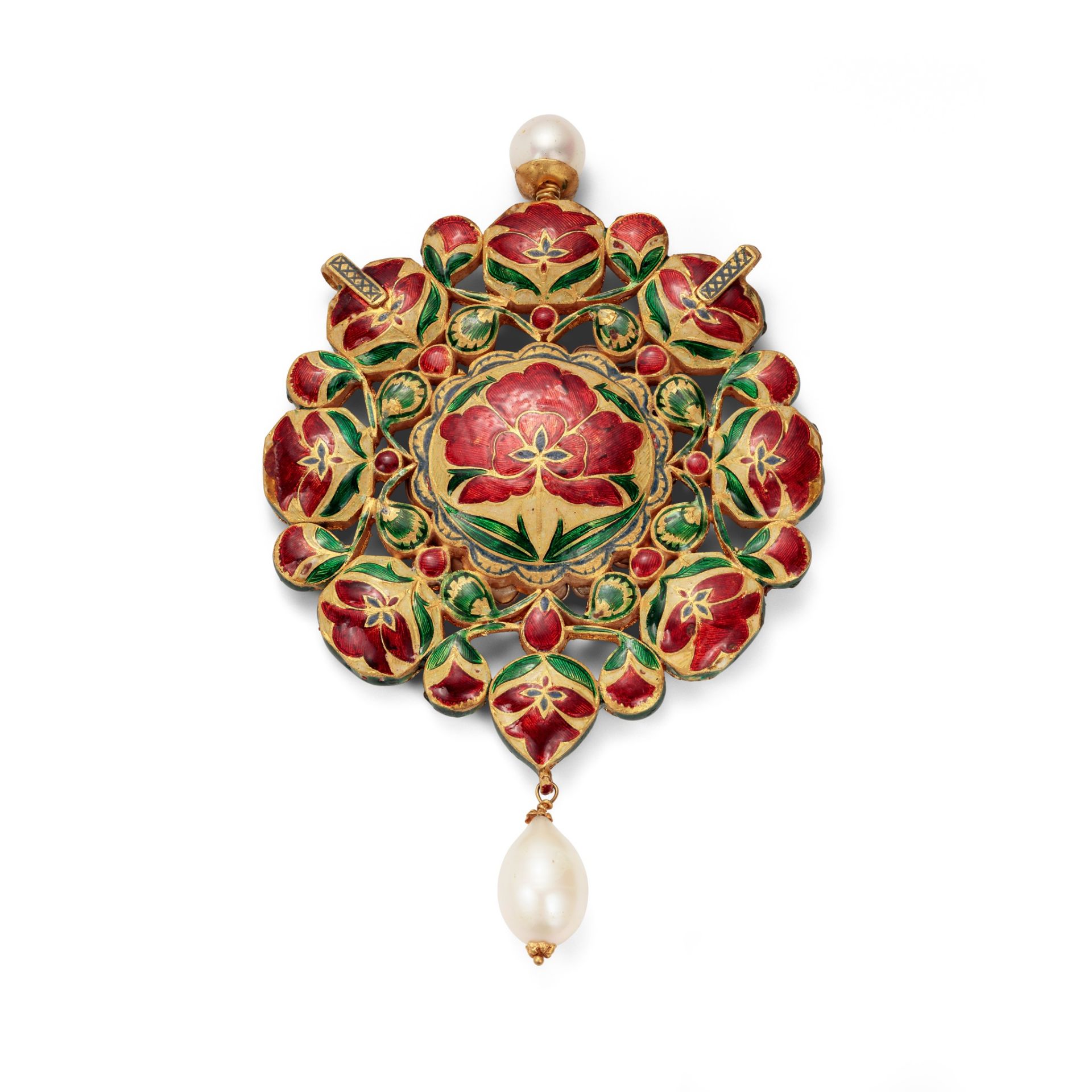 An Indian gem-set Navaratna pendant Designed as an octagonal openwork cluster, set with various - Image 2 of 2