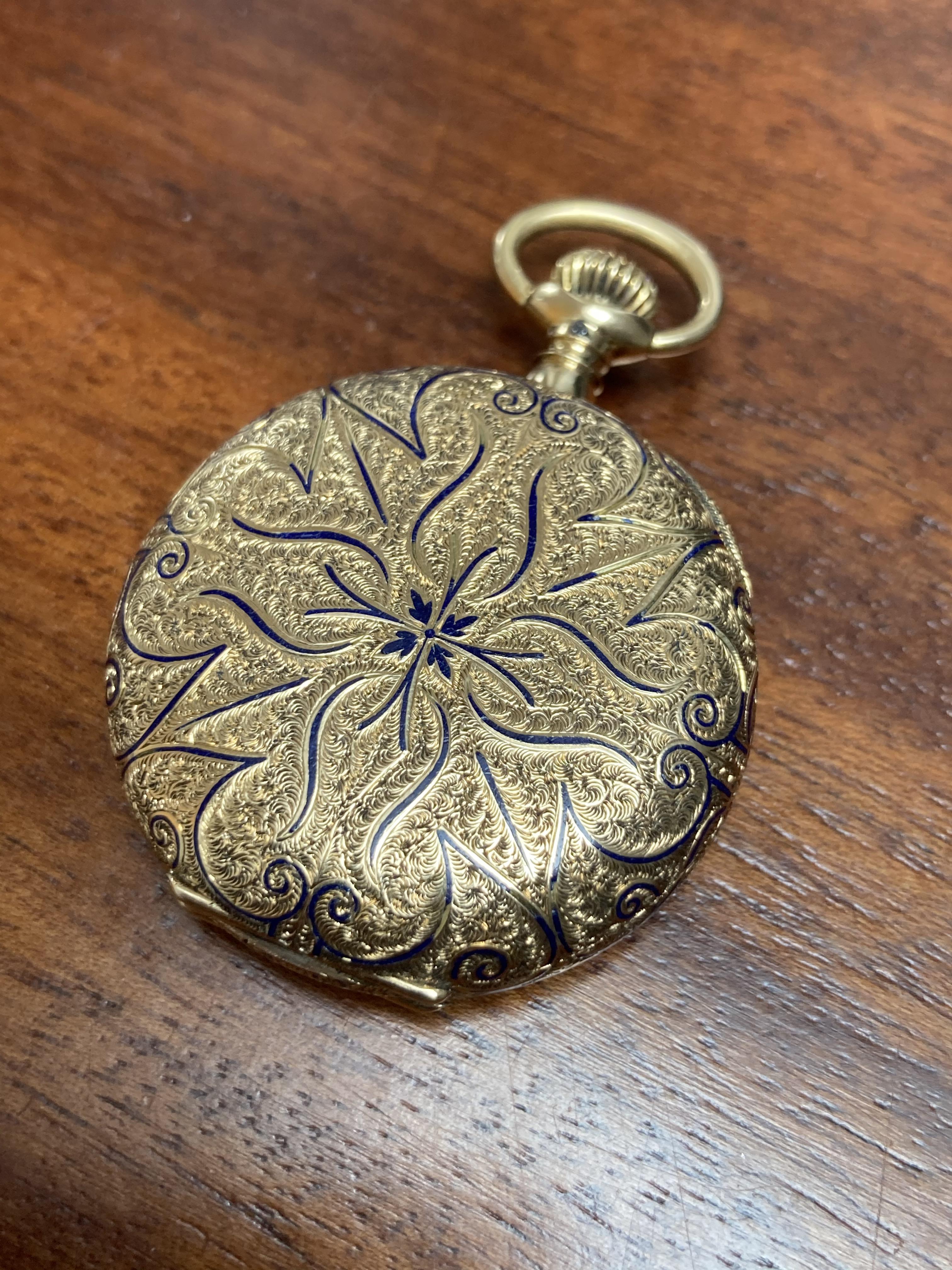 Tiffany: A gold pocket watch c.1900, 18ct gold case, full hunter keyless wind, signed Tiffany & - Image 4 of 5