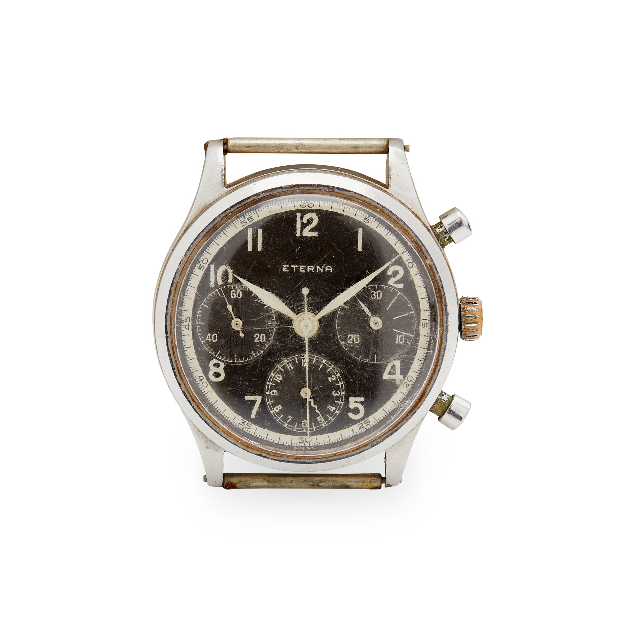 Eterna: a gentleman's military-style watch 1950s, stainless steel case, manual wind movement,