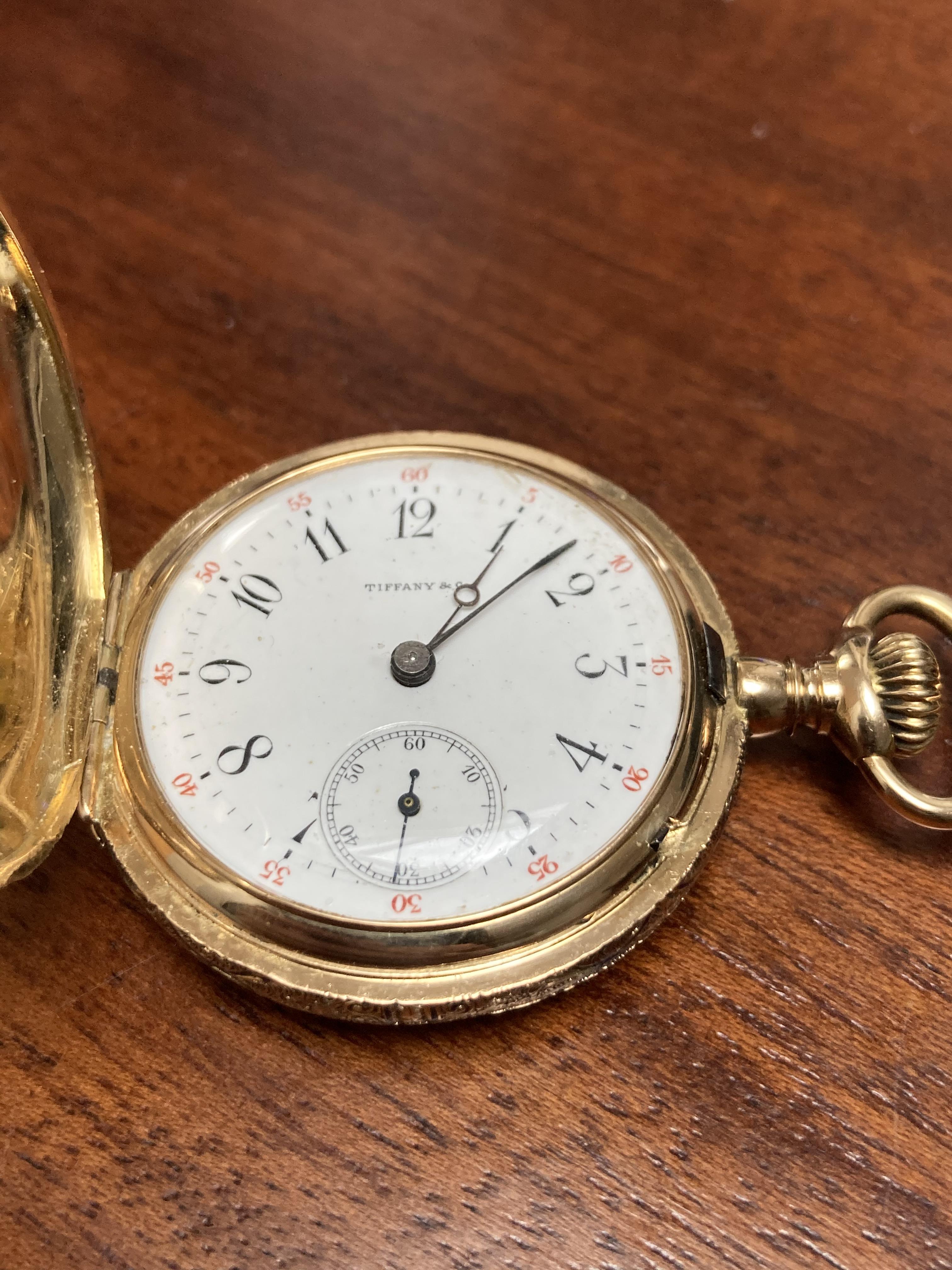 Tiffany: A gold pocket watch c.1900, 18ct gold case, full hunter keyless wind, signed Tiffany & - Image 5 of 5