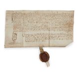 Scottish Medieval Deed Dated 1496 22nd December, noting that Jonet Elder surrendered all her lands