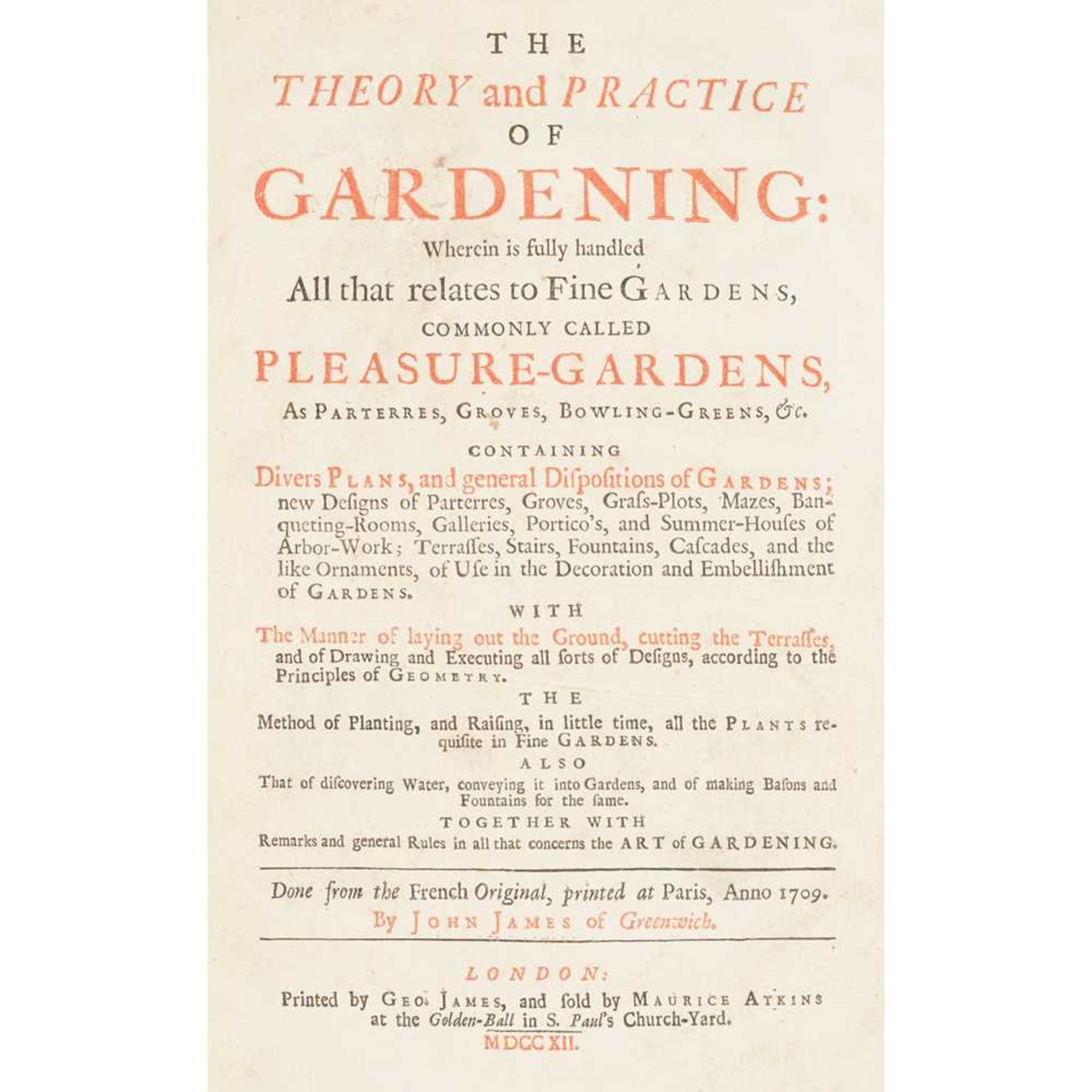 Dézallier d’Argenville, A.-J. - John James, translator The Theory and Practice of Gardening - Bild 2 aus 3