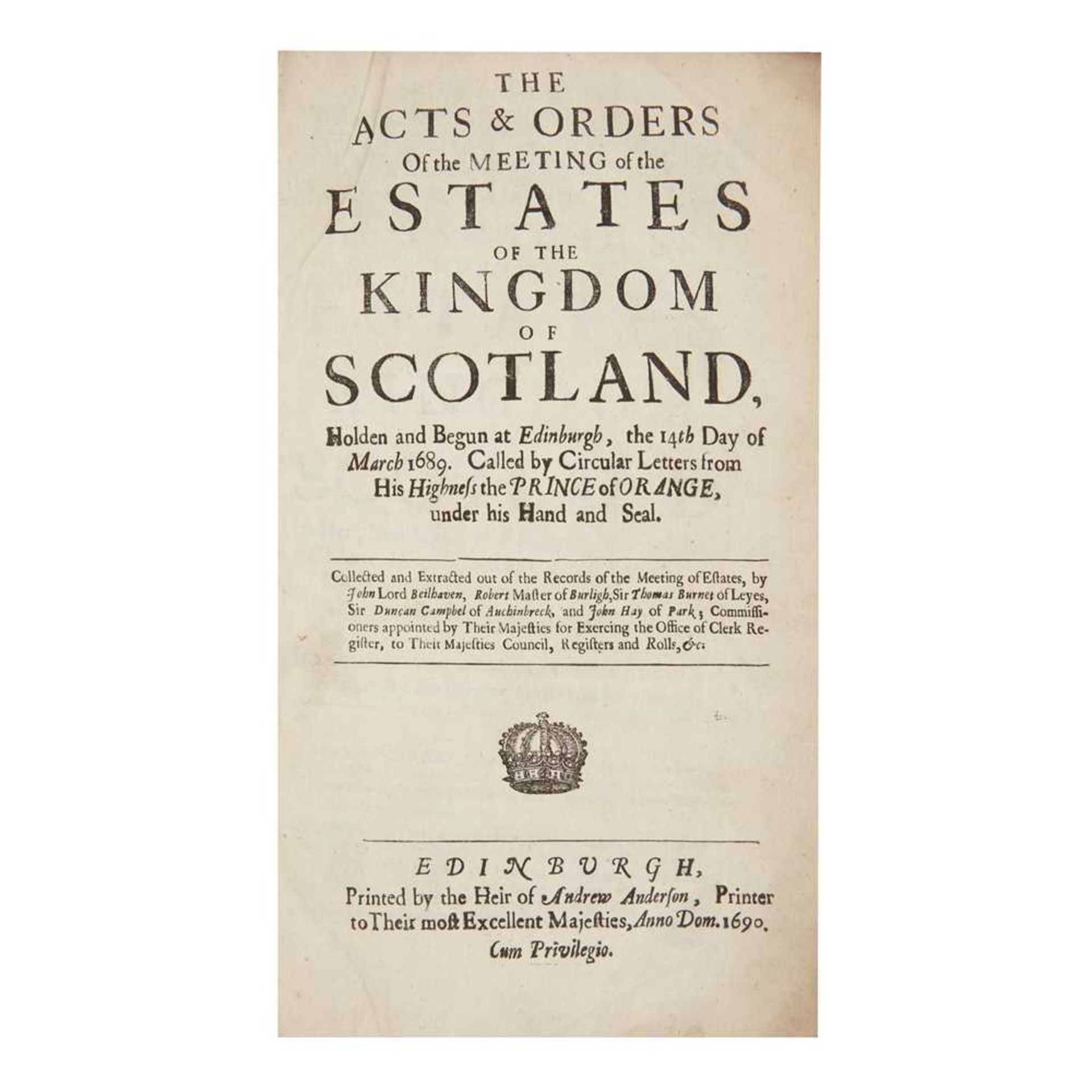 Scotland - Laws and Acts comprising The acts and orders of the meeting of the Estates of the Kingdom