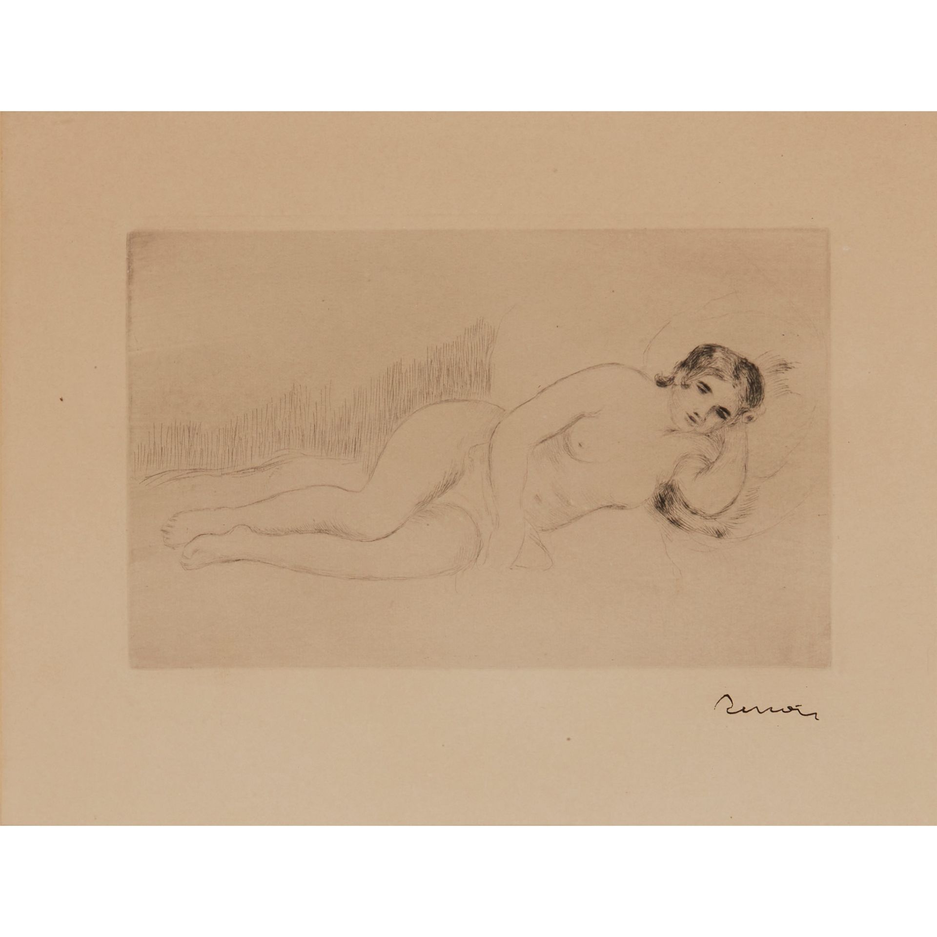 PIERRE-AUGUSTE RENOIR (FRENCH 1841-1919) FEMME NUE COUCHÉE (TOURNE à DROITE)