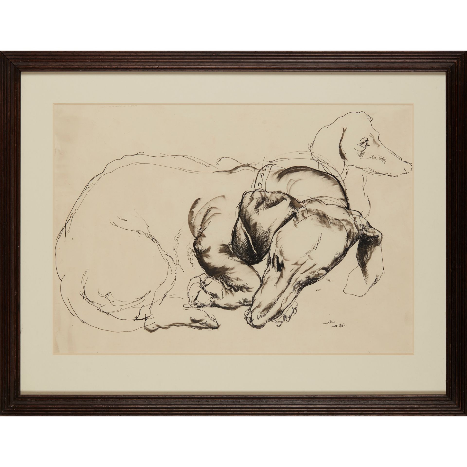 § WILLIAM CROSBIE R.S.A. (SCOTTISH 1915-1999) DACHSHUNDS LYING ('MARTIN') - Bild 2 aus 3