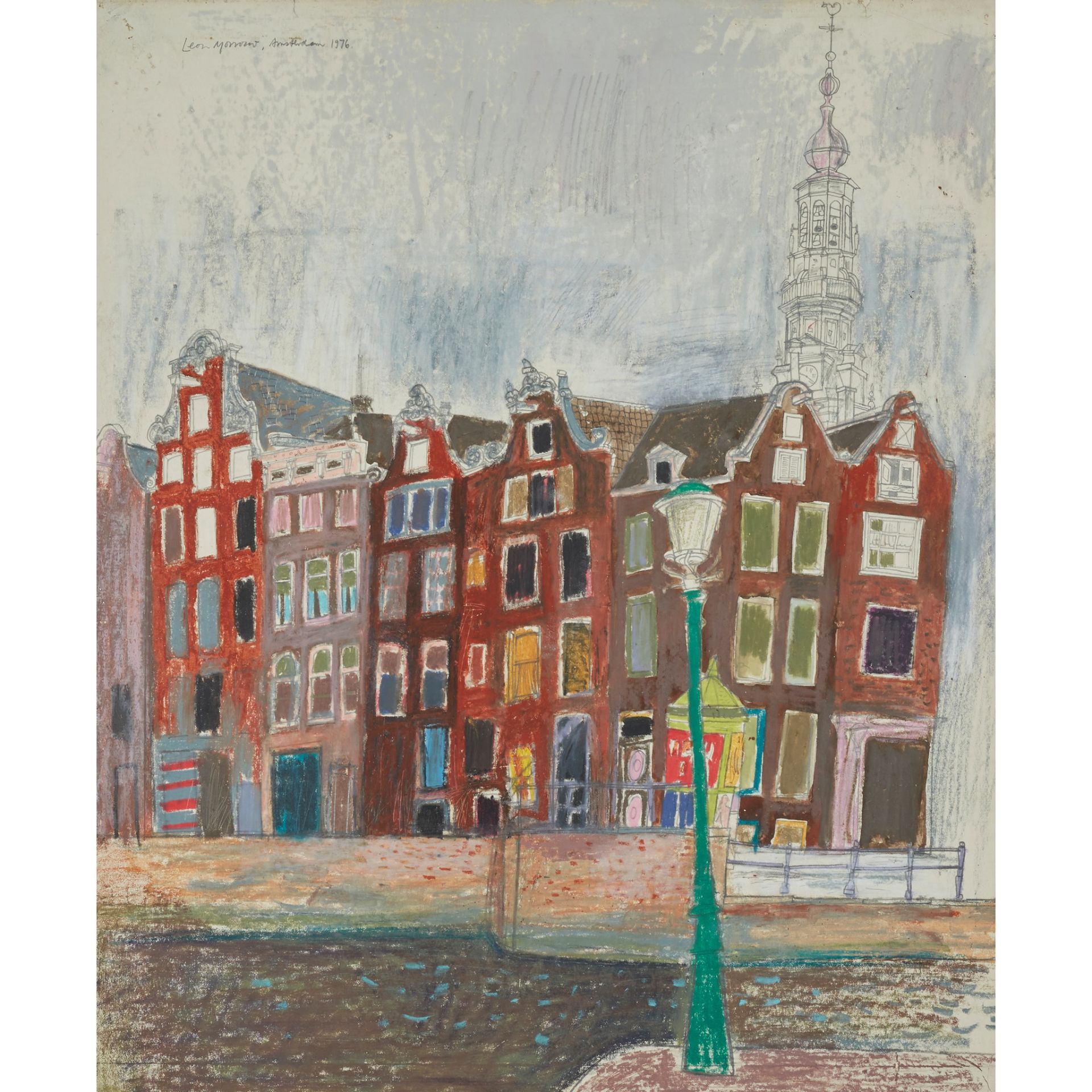 § LEON MORROCCO A.R.S.A (SCOTTISH 1942-) STREETS NEAR REMBRANDT'S HOUSE, AMSTERDAM