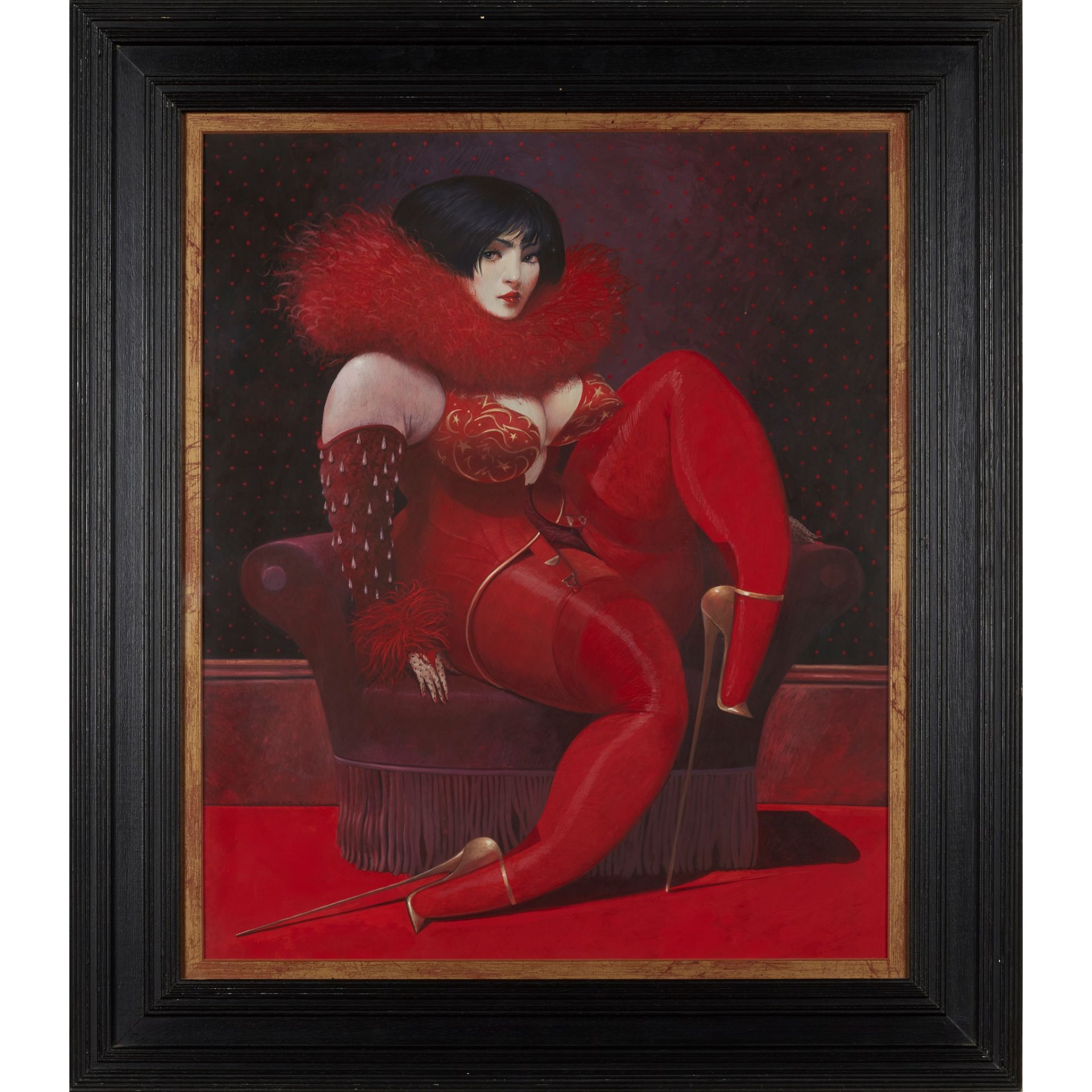 § JAMES MCNAUGHT R.S.W., R.G.I. (SCOTTISH 1948-) LADY IN RED - Image 2 of 3