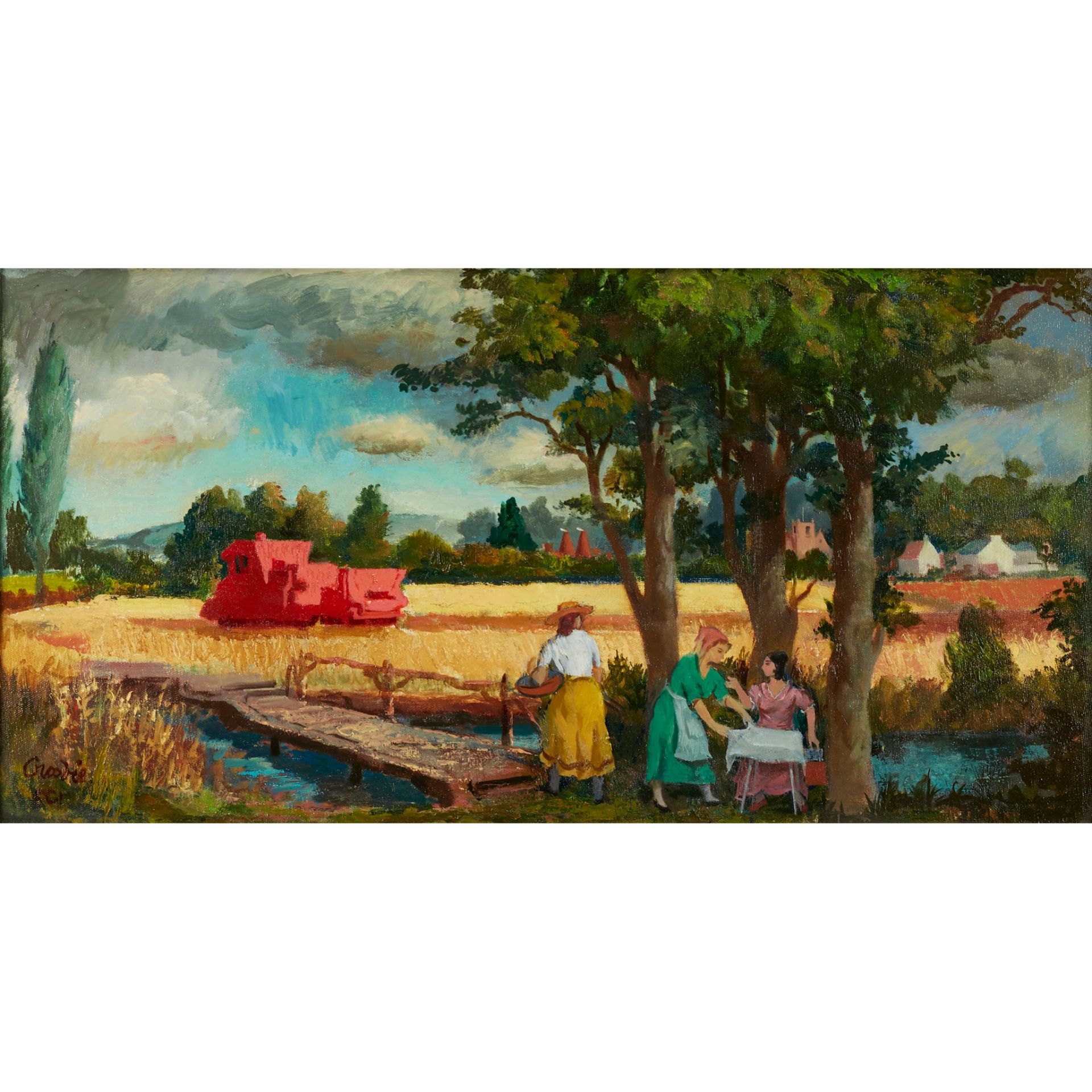 § WILLIAM CROSBIE R.S.A. (SCOTTISH 1915-1999) HAMPSHIRE HARVEST