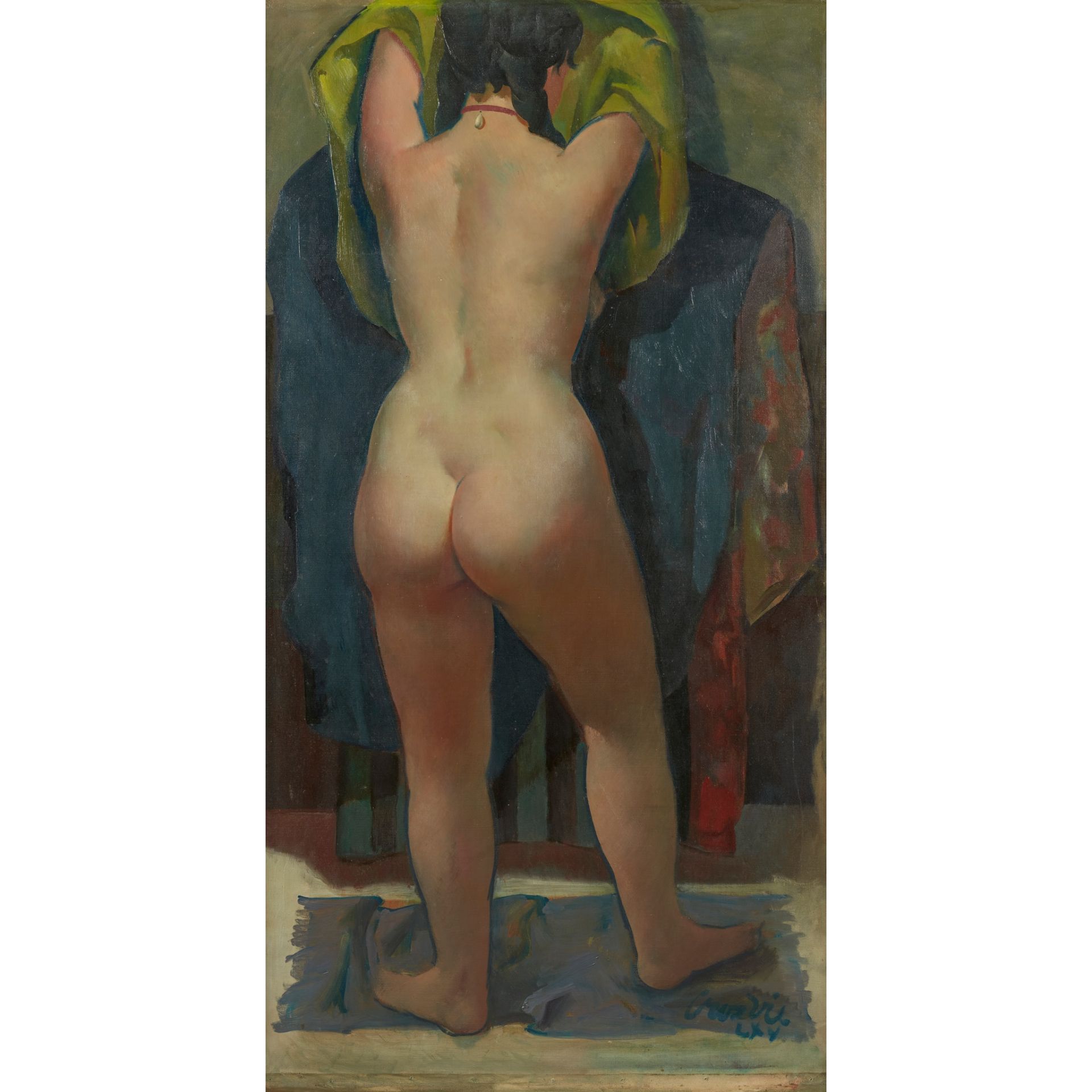 § WILLIAM CROSBIE R.S.A. (SCOTTISH 1915-1999) TALL NUDE (WITH RED CHOKER)