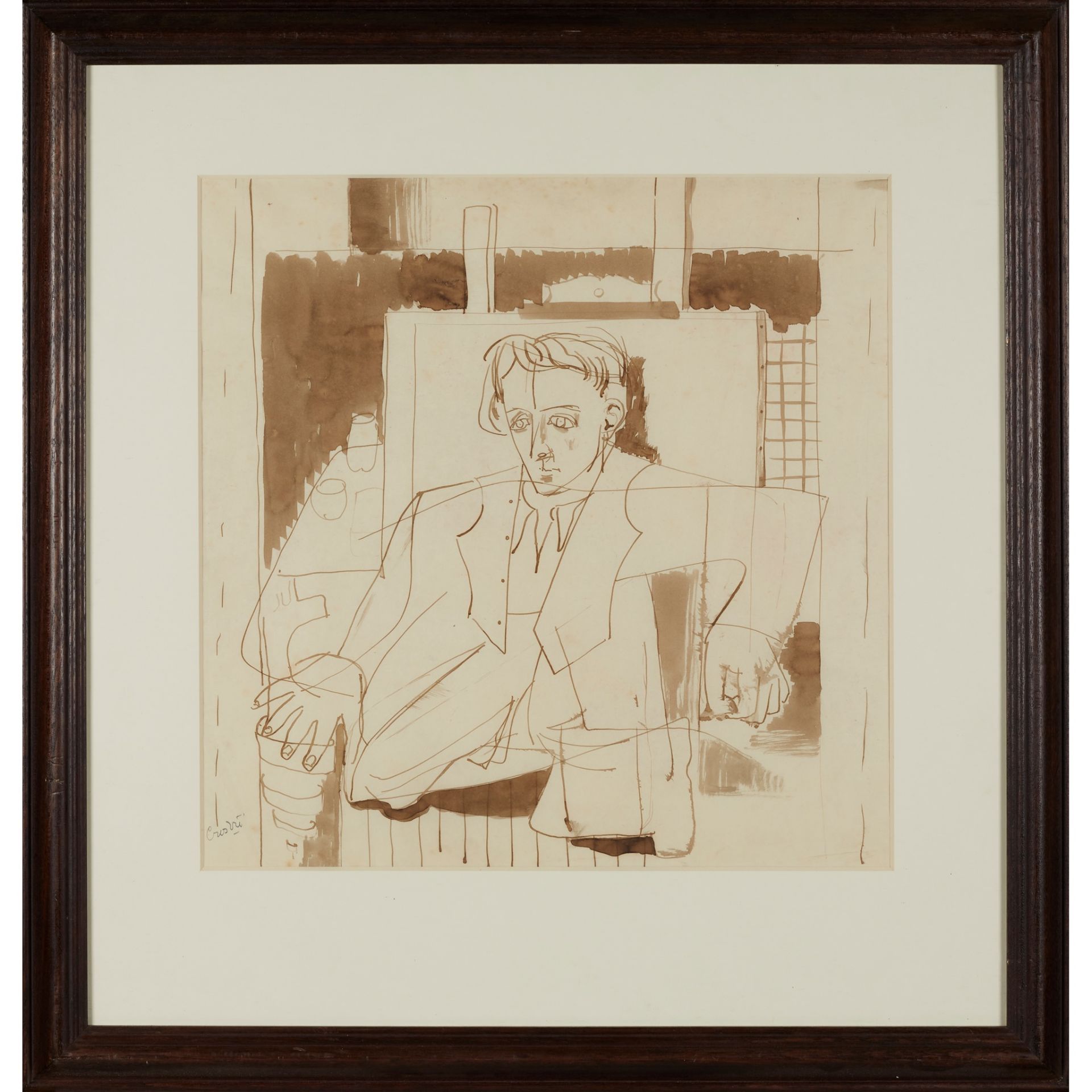 § WILLIAM CROSBIE R.S.A. (SCOTTISH 1915-1999) SEATED PORTRAIT - Image 2 of 3