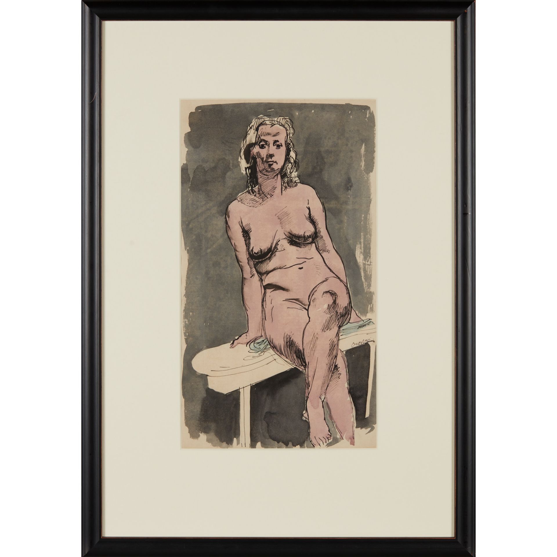 § WILLIAM CROSBIE R.S.A. (SCOTTISH 1915-1999) SEATED NUDE (PINK) - Image 2 of 3
