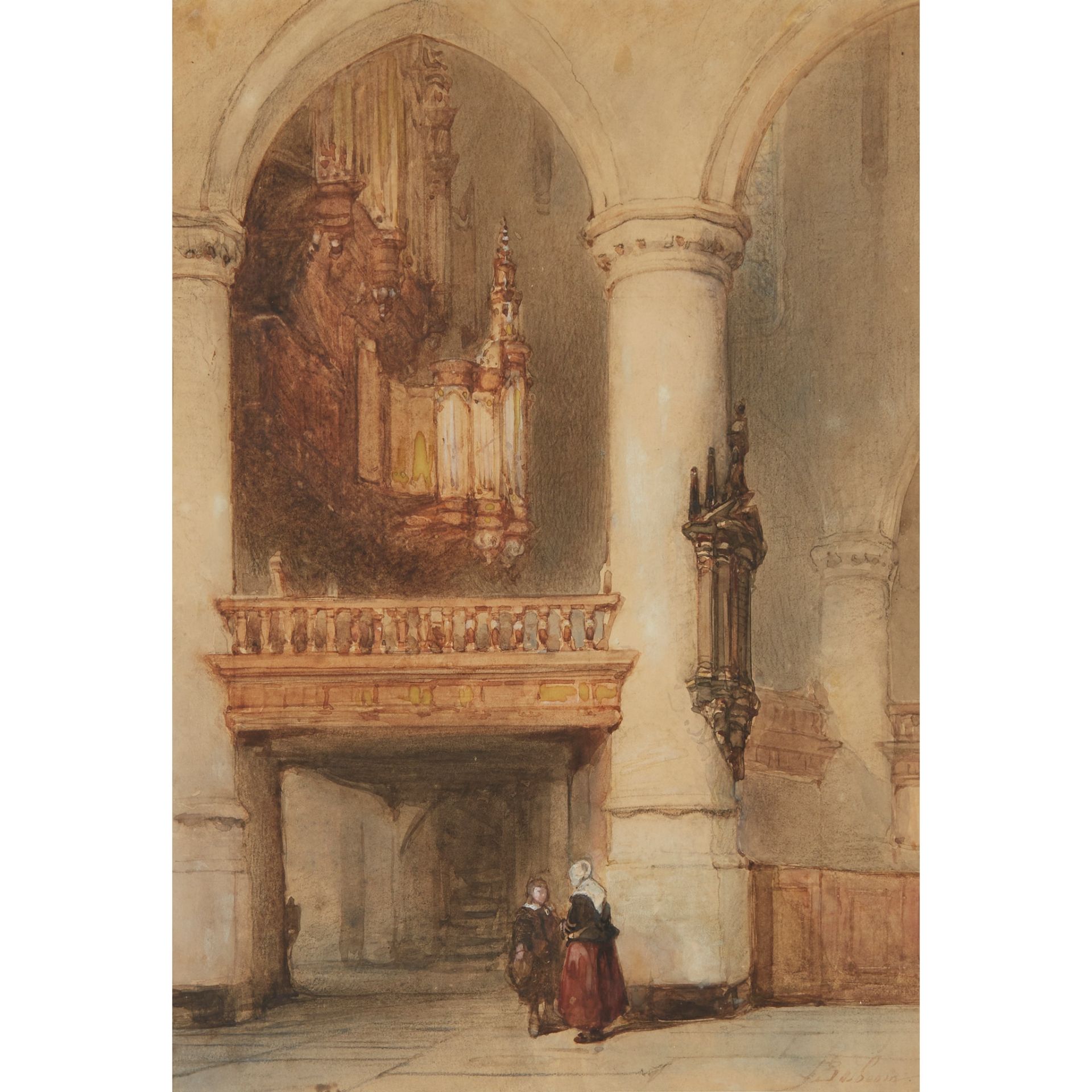 JOHNANNES BOSBOOM (DUTCH 1817-1891) FIGURES IN A CHURCH INTERIOR