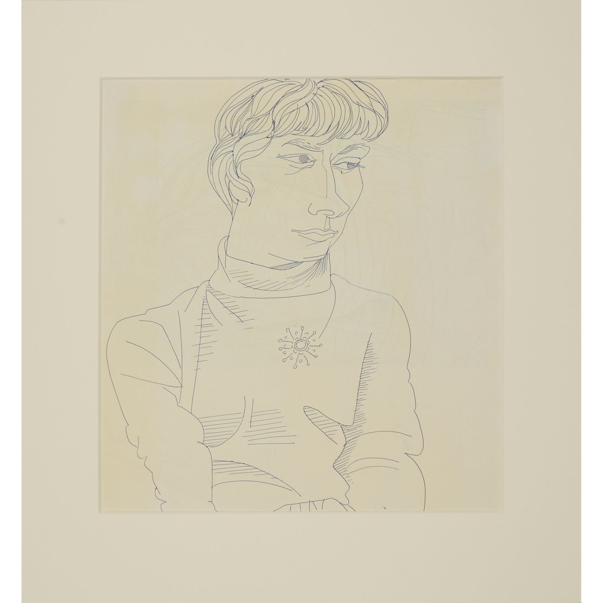 § ALASDAIR GRAY (SCOTTISH 1934-2019) DRAWING OF FIGURE WITH BROOCH - Image 2 of 2