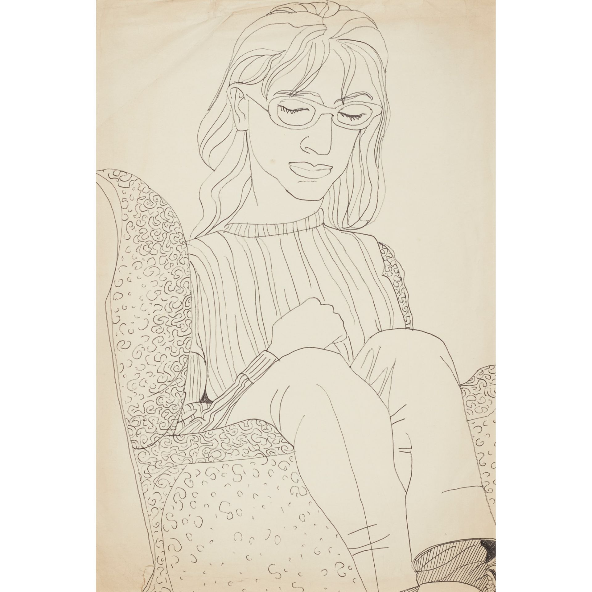 § ALASDAIR GRAY (SCOTTISH 1934-2019) DRAWING OF A WOMAN WITH GLASSES