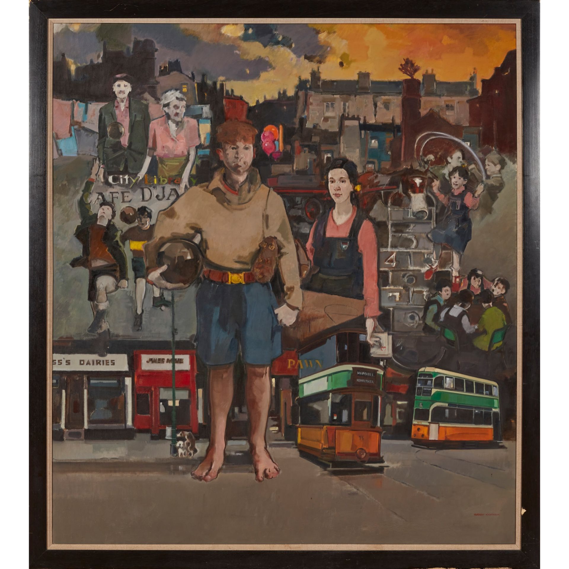 § NORMAN KIRKHAM R.G.I. (SCOTTISH 1936-2021) STREET SCENE (SCENES FROM THE ARTIST'S LIFE) - Image 2 of 3