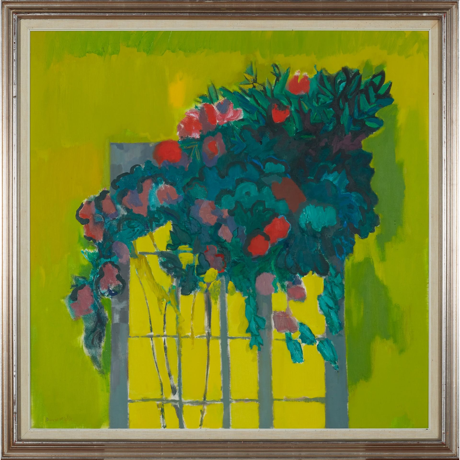 § DAVID MICHIE O.B.E., R.S.A., R.G.I., F.R.S.A (SCOTTISH 1928-2015) UNTITLED (FLOWERS ON A GREEN - Image 2 of 3