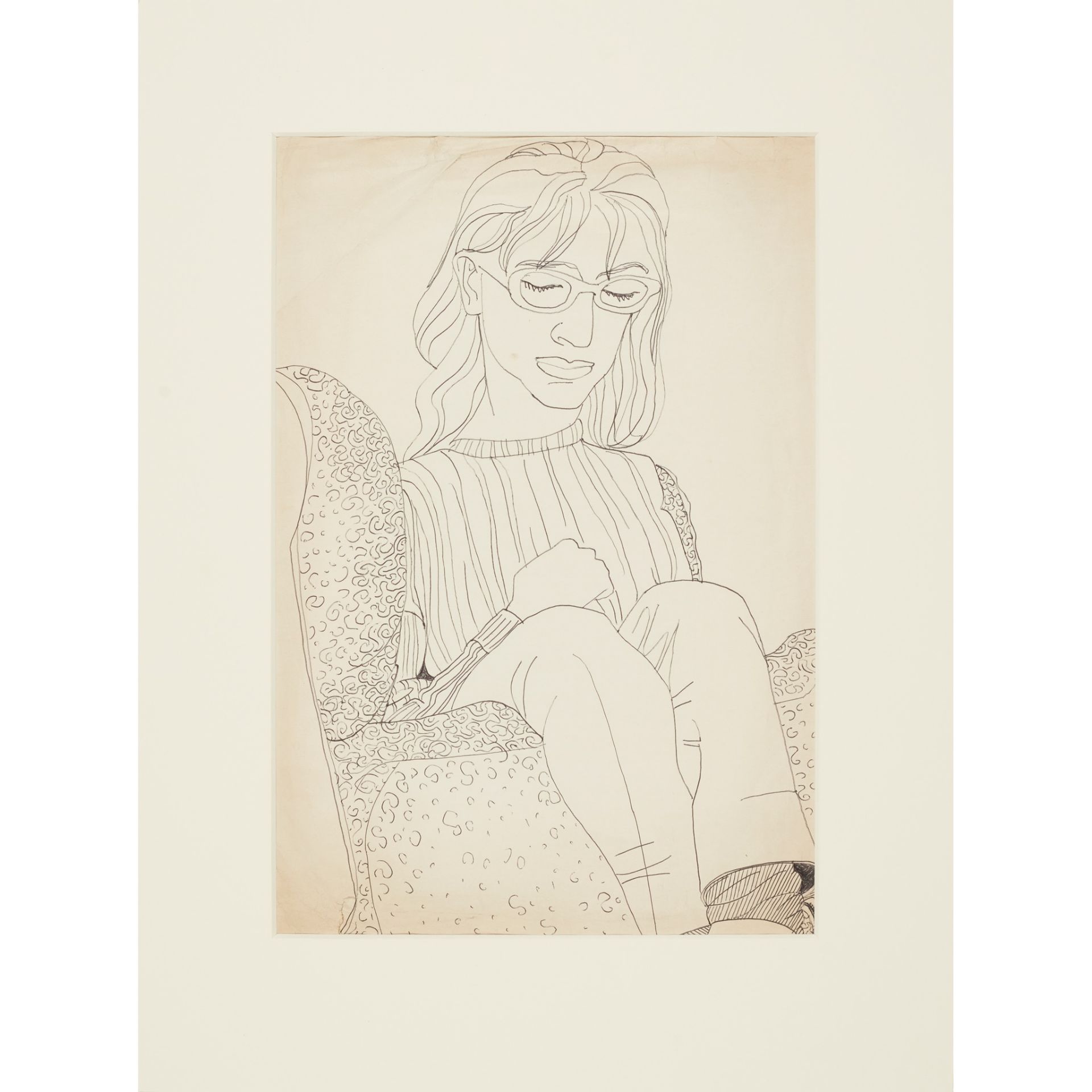 § ALASDAIR GRAY (SCOTTISH 1934-2019) DRAWING OF A WOMAN WITH GLASSES - Image 2 of 2